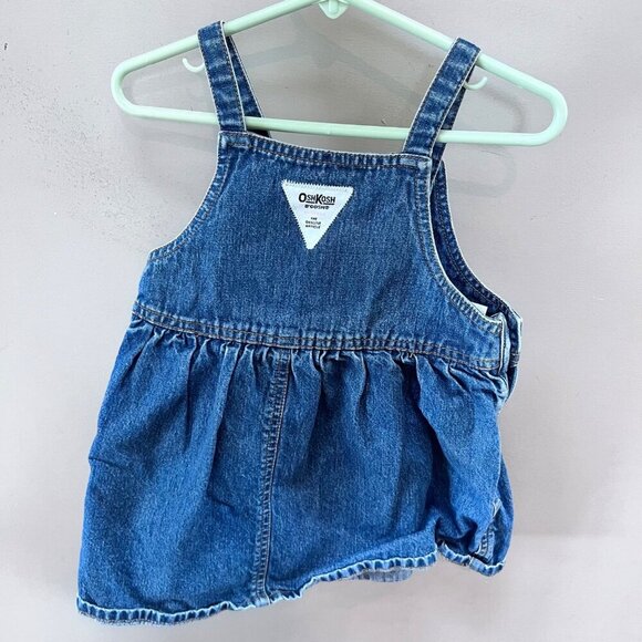 Vintage Tide Label Oshkosh Baby Denim Blue Jean Overall Dress‎ Skirtall Size 24M - Picture 2 of 5